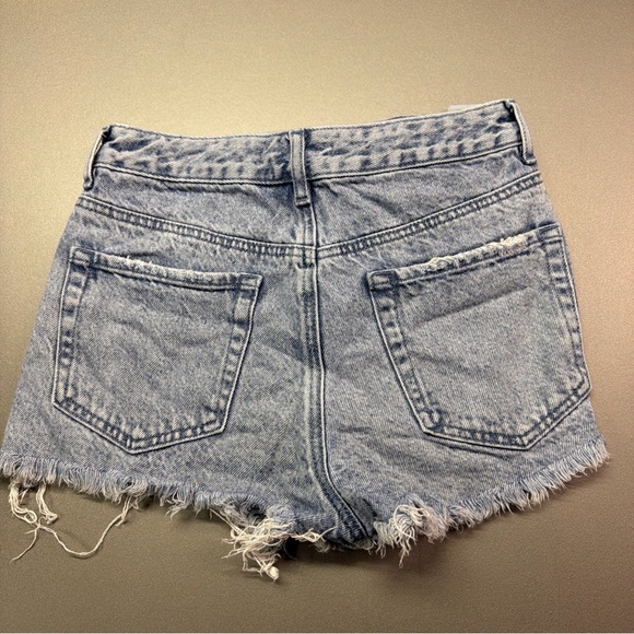PacSun High Rise Festival Ripped Denim Shorts Button Fly Light Wash Size 26 - Picture 10 of 12
